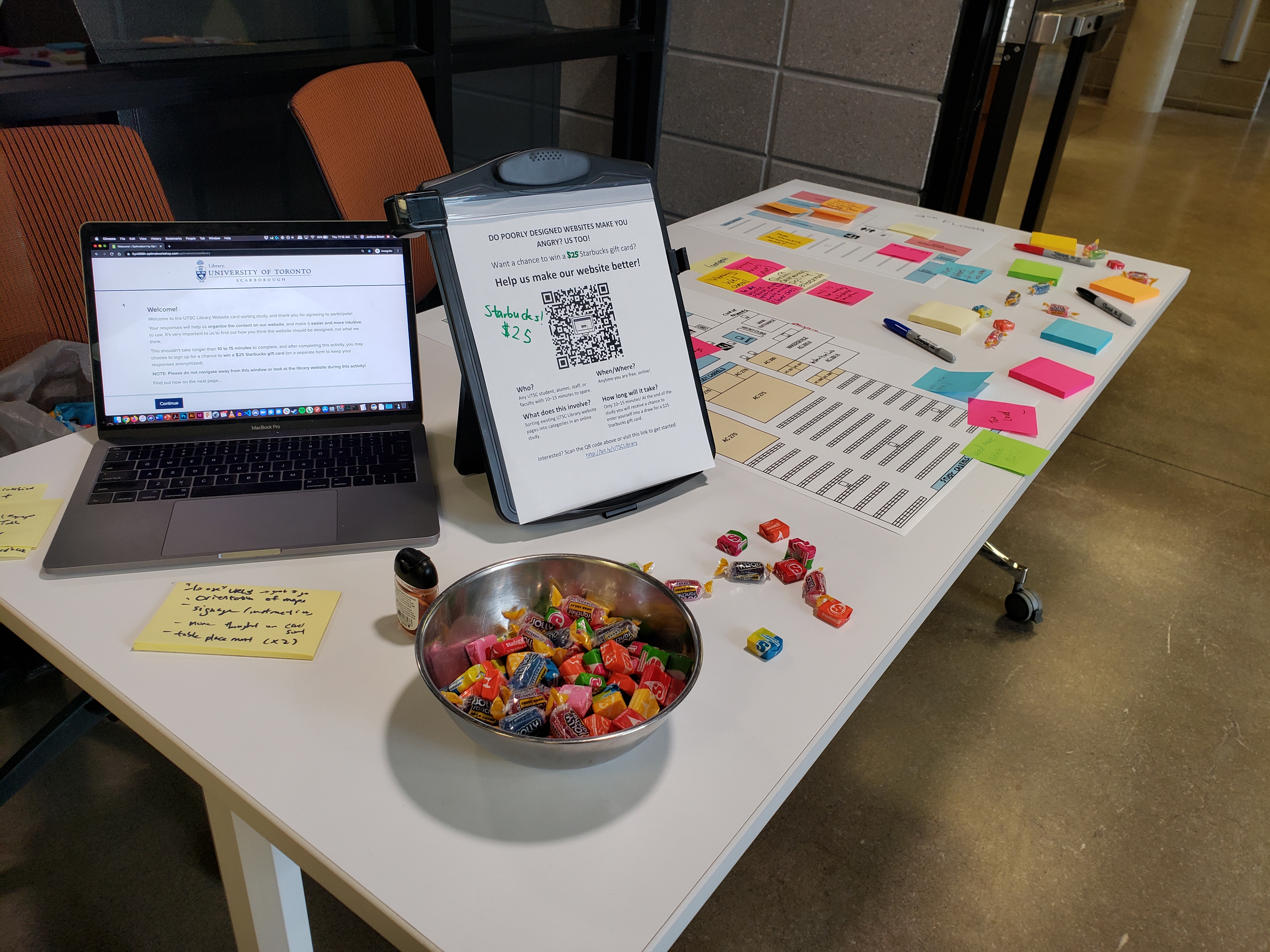 Laptop with digital card-sorting study open.