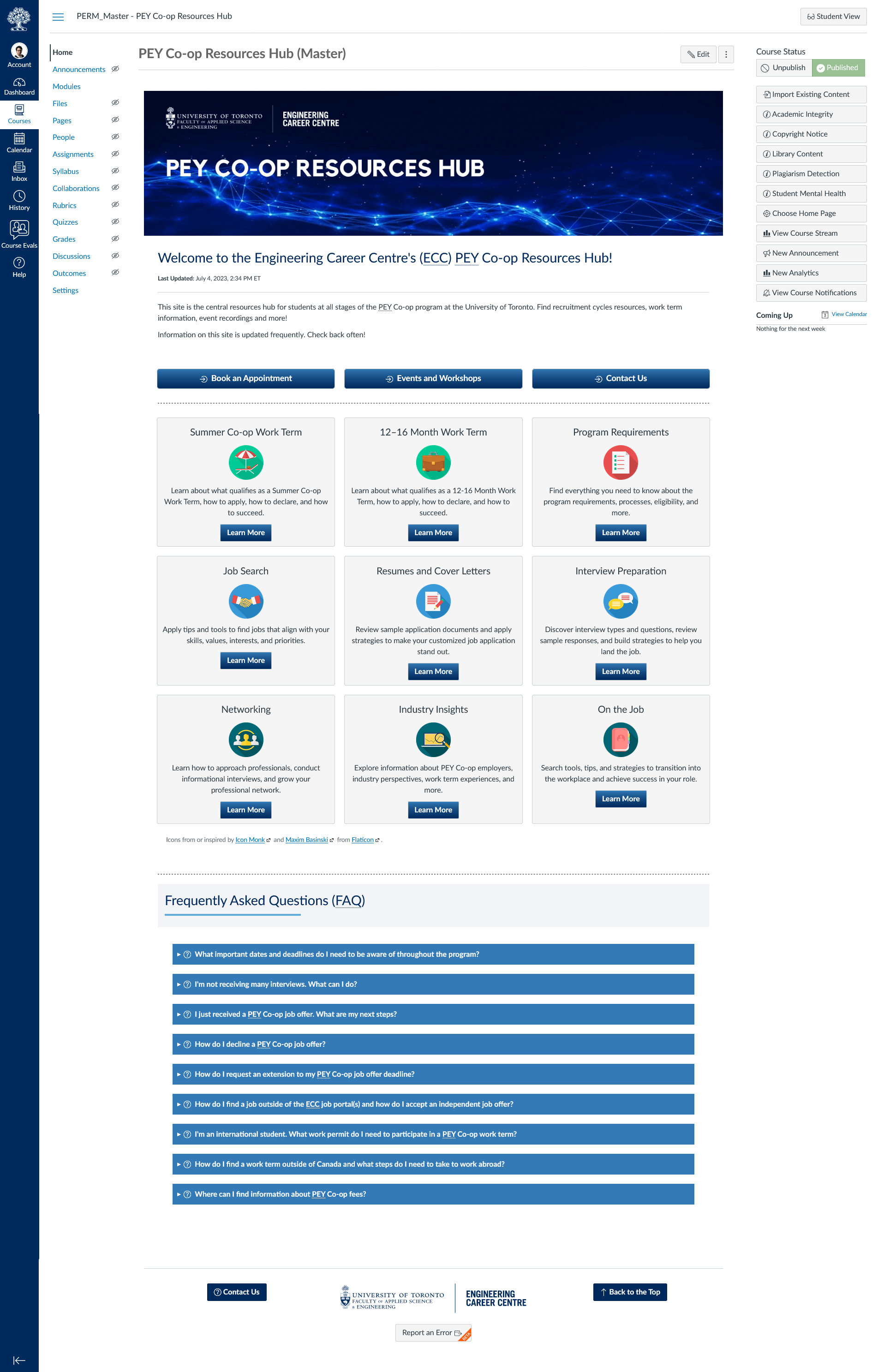 High-Fidelity Prototype of the PEY Co-op Resources Hub